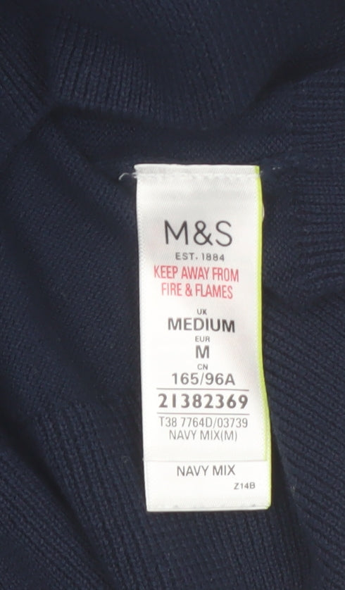 Marks & Spencer Women Blue V-Neck Cotton Jumper Size M