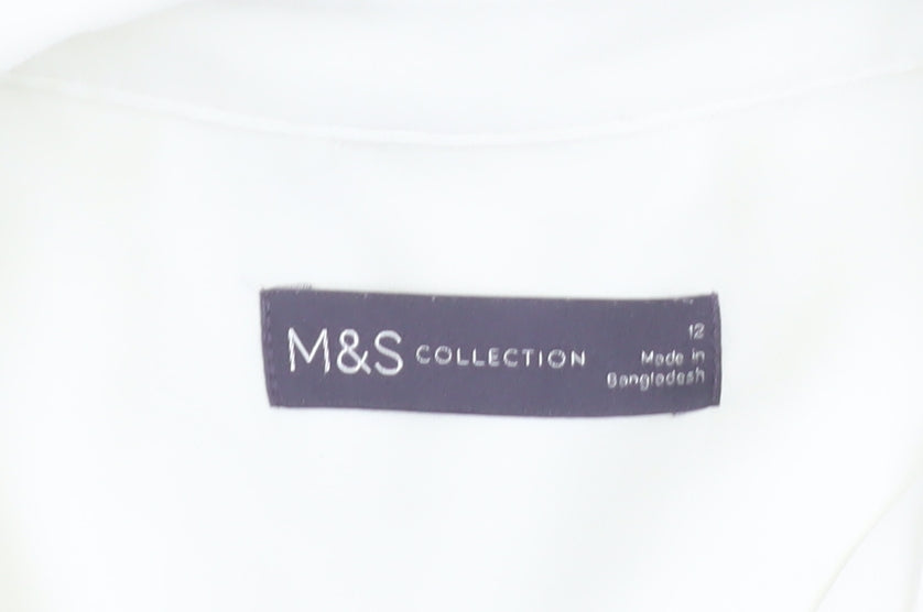 Marks & Spencer Women's Ivory Size 12 Long Sleeve Button-Up Shirt