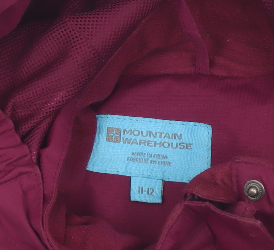 Mountain Warehouse Girls Pink Waterproof Hooded Rain Coat Jacket 11-12 Years