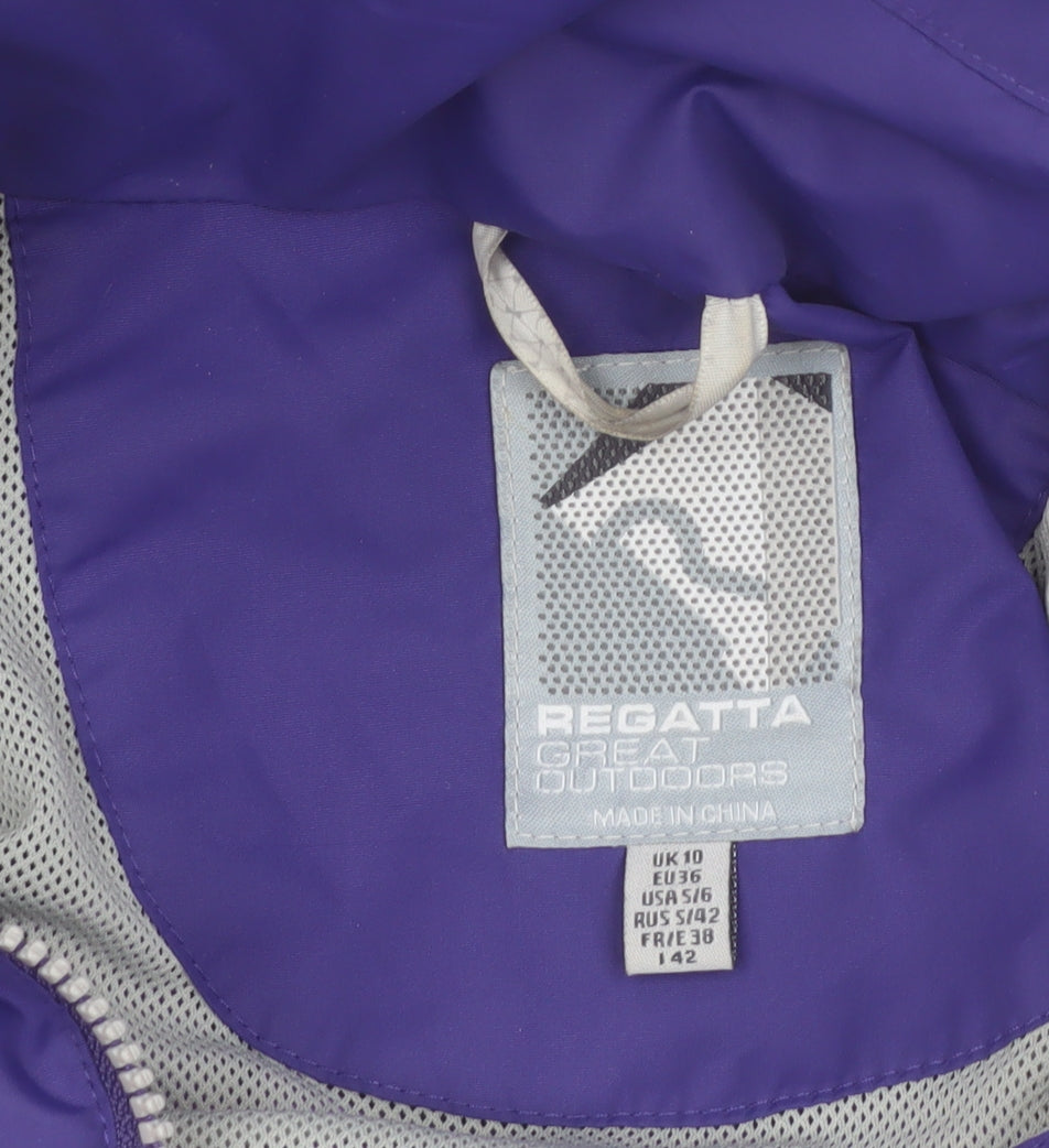 Regatta Women's Purple Waterproof Hooded Rain Jacket Size 10
