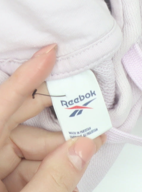 Reebok Women Pink Pullover Hoodie Small Cotton Logo Casual