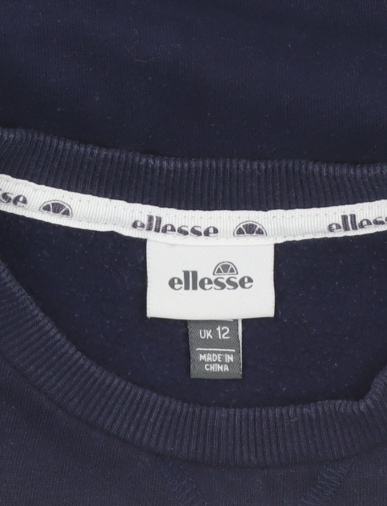 Ellesse Women Navy Blue Crew Neck Pullover Sweatshirt UK 12