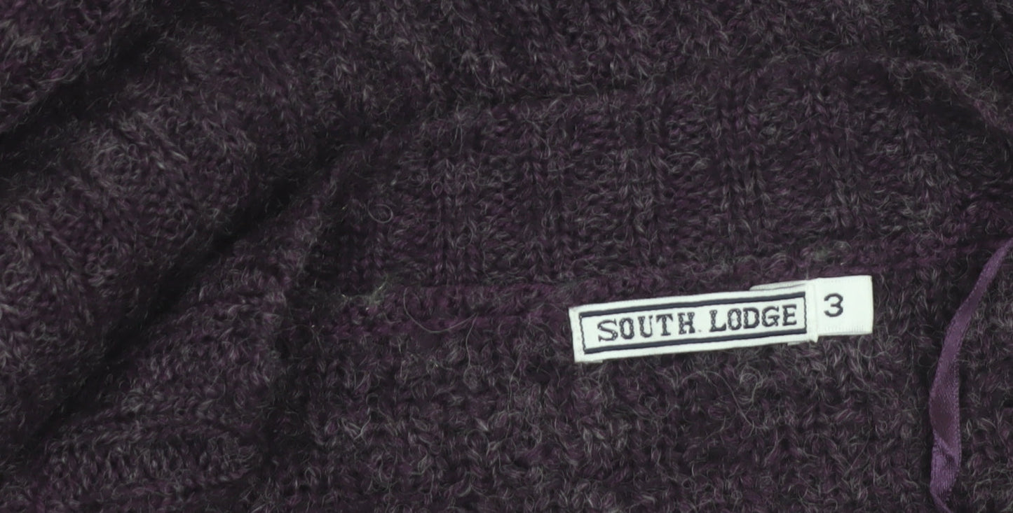 South Lodge Women's Purple Knit Ruffle Open Cardigan Size M