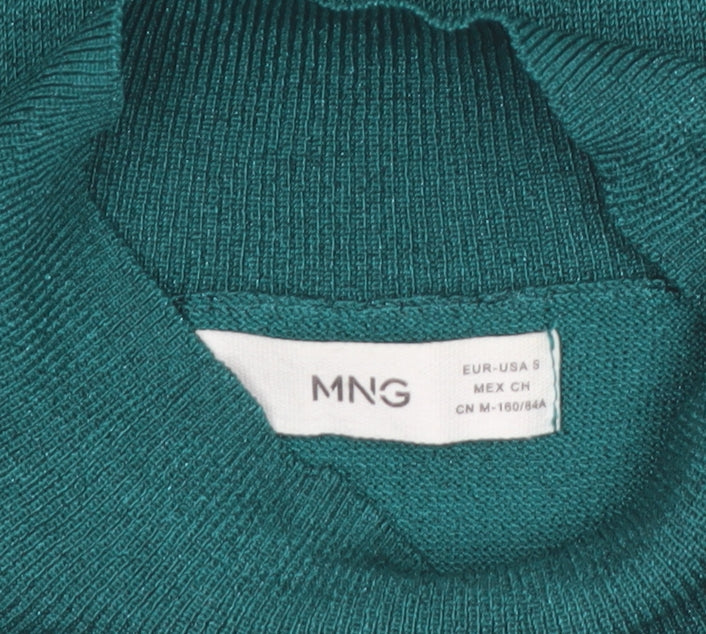 Mango Women’s Green Mock Neck Slim Fit Knit Jumper Size S