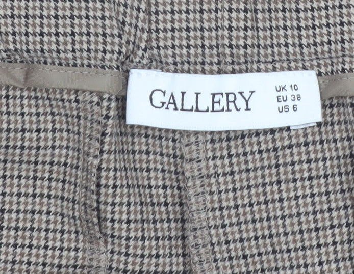 Gallery Womens Beige Check Straight Trousers UK 10