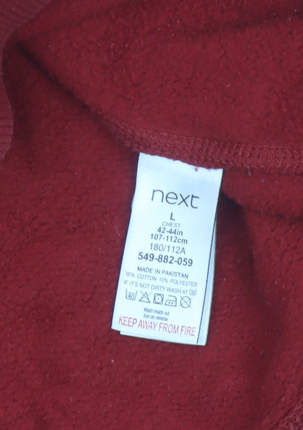 Next Men’s Red Crew Neck Pullover Sweatshirt Size L Regular Fit