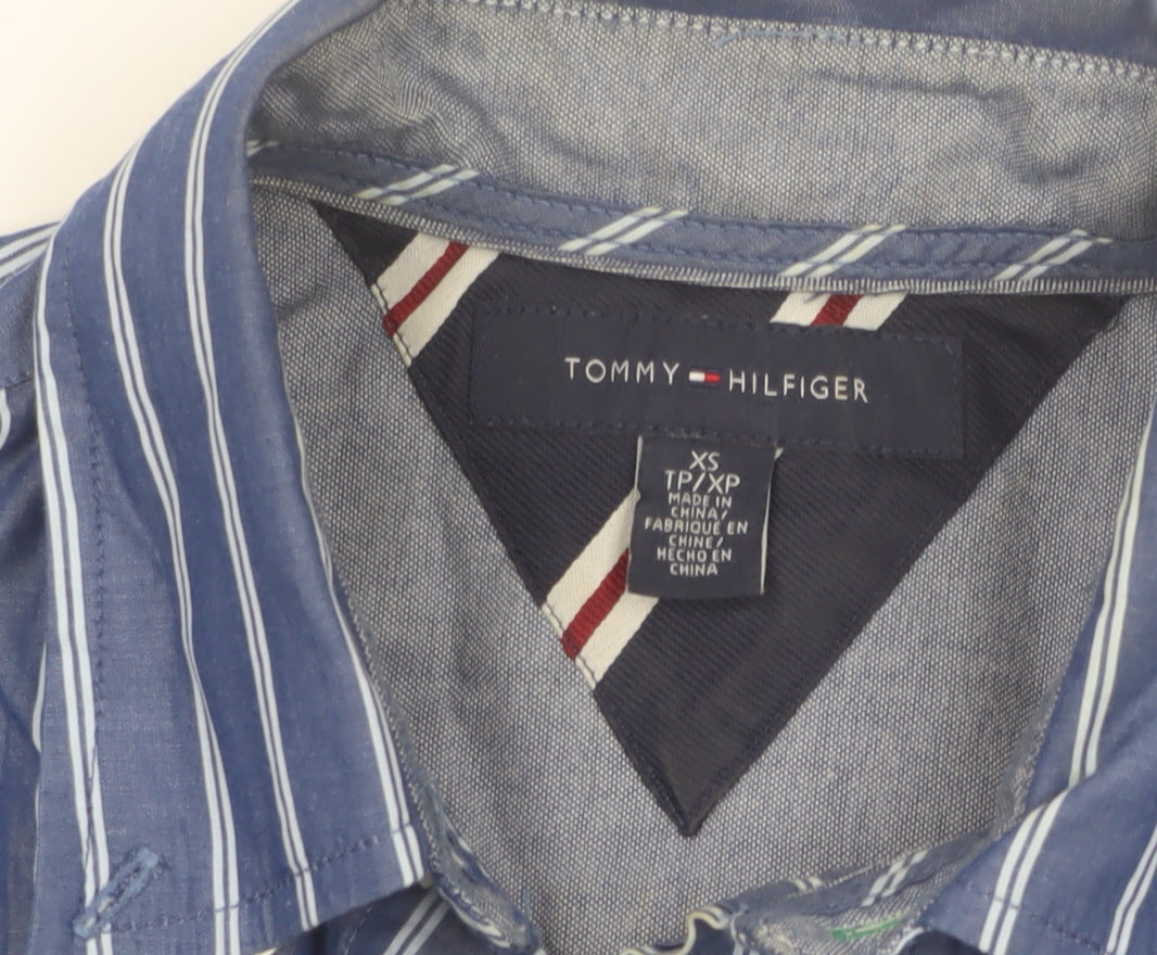 Tommy Hilfiger Men's Blue Striped Cotton Button-Up Shirt XS