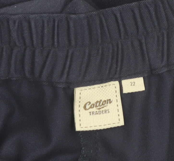 Cotton Traders Women’s Blue Elastic Waist Cargo Trousers Size 22