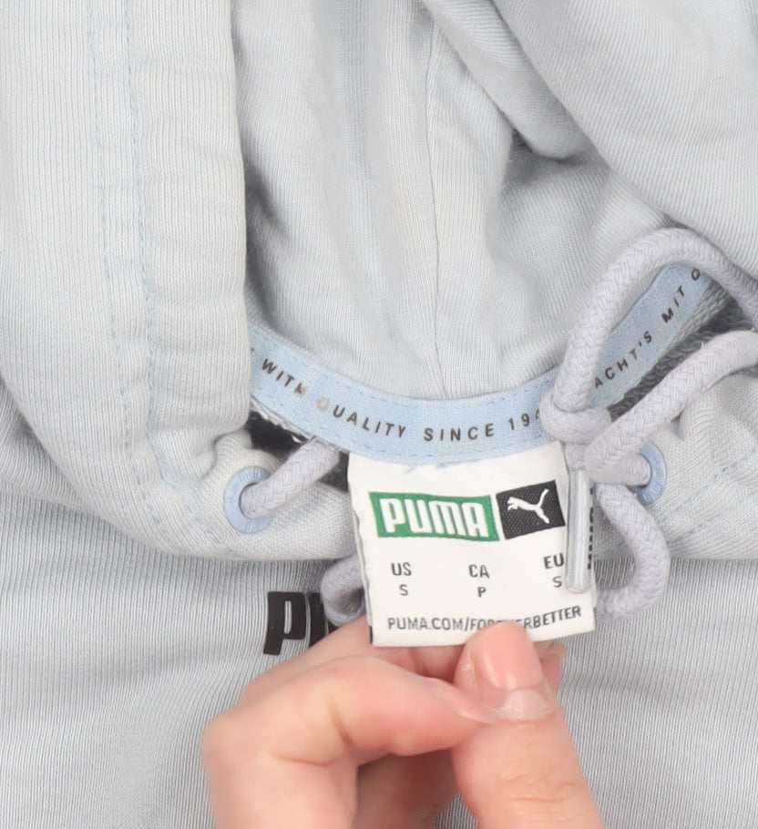 Puma Women's Light Blue Pullover Hoodie Small Cotton Blend