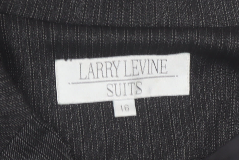 Larry Levine Women’s Grey Pinstripe Long Overcoat Size 16