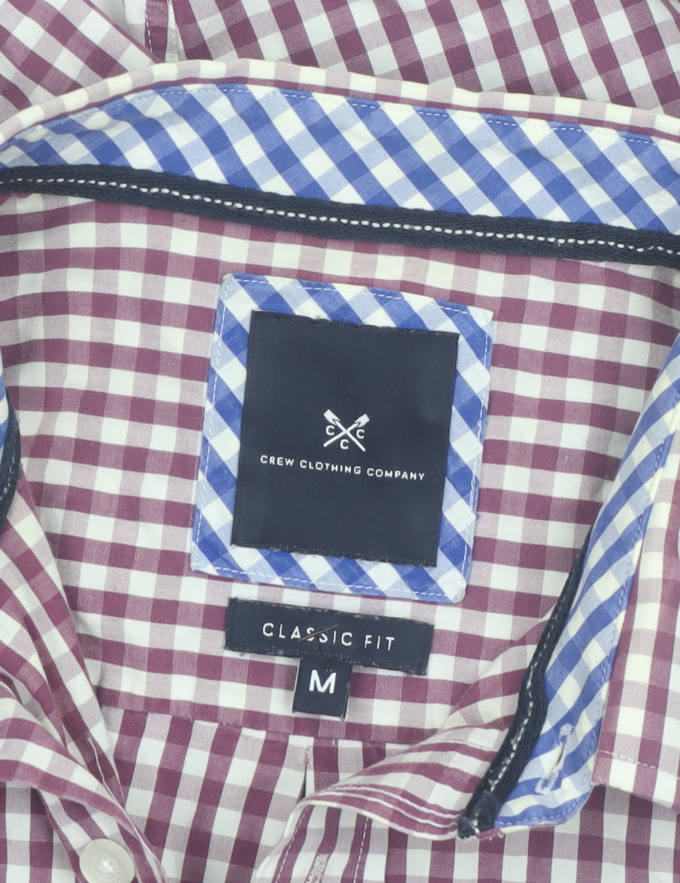 Crew Clothing Men's Red Check Classic Fit Long Sleeve Button-Up Shirt M