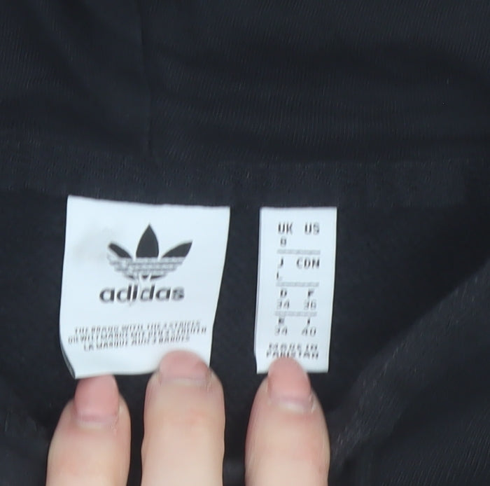 Adidas Women Black Trefoil Hoodie Size 8 Pullover Cotton Blend