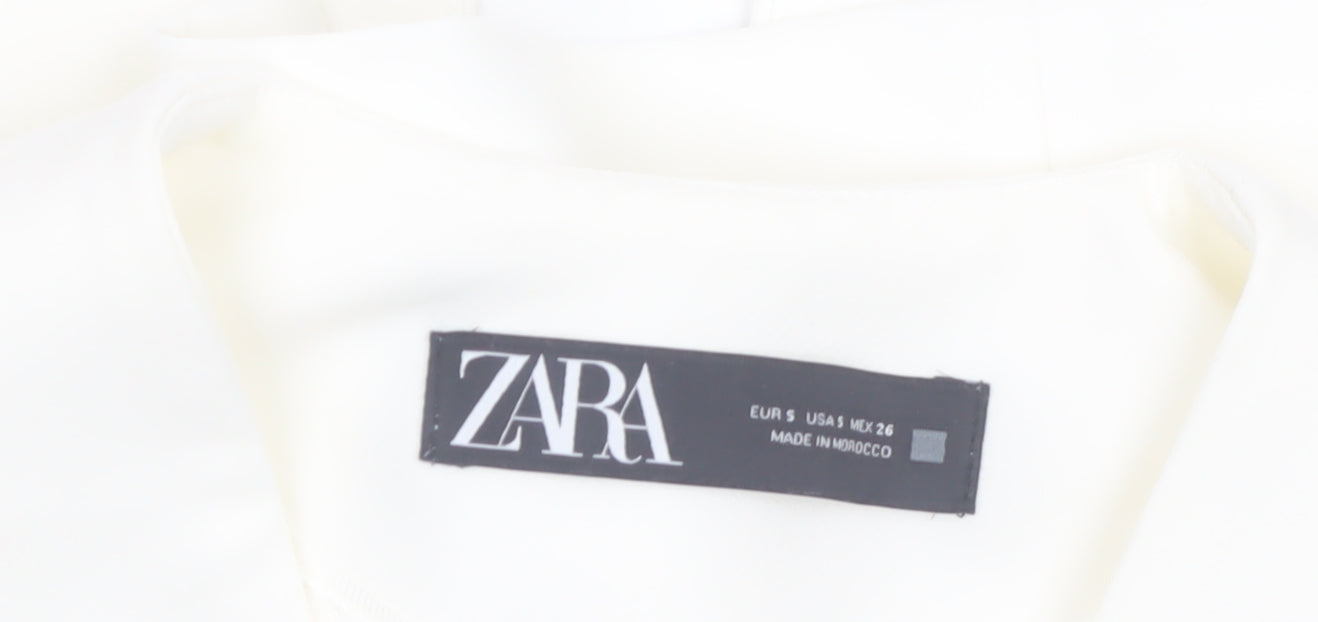 Zara Women Ivory Sleeveless Suit Waistcoat Size S Tailored Lined