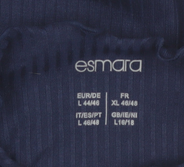 ESMARA Womens Blue Mock Neck Long Sleeve Basic Top Size 16/18