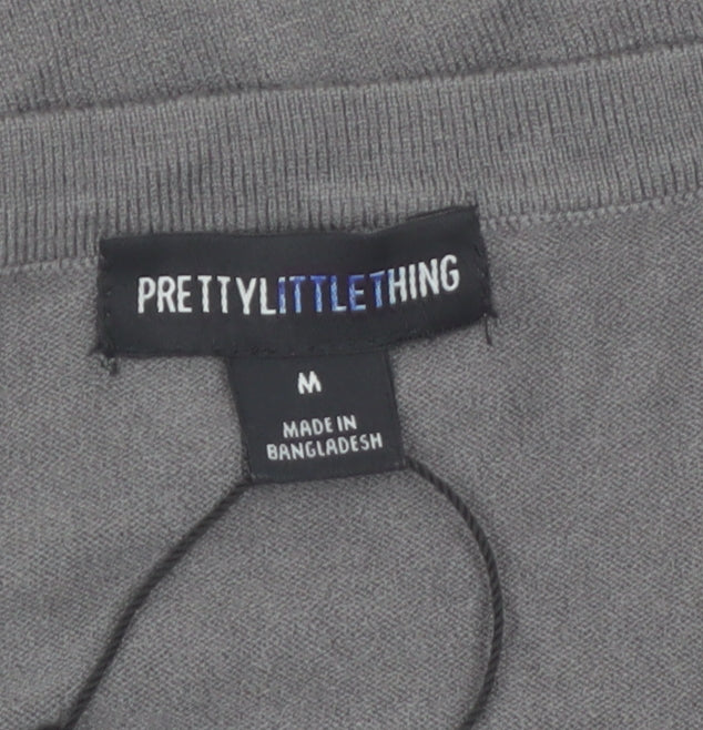 PrettyLittleThing Women's Grey Knit Button Cardigan M