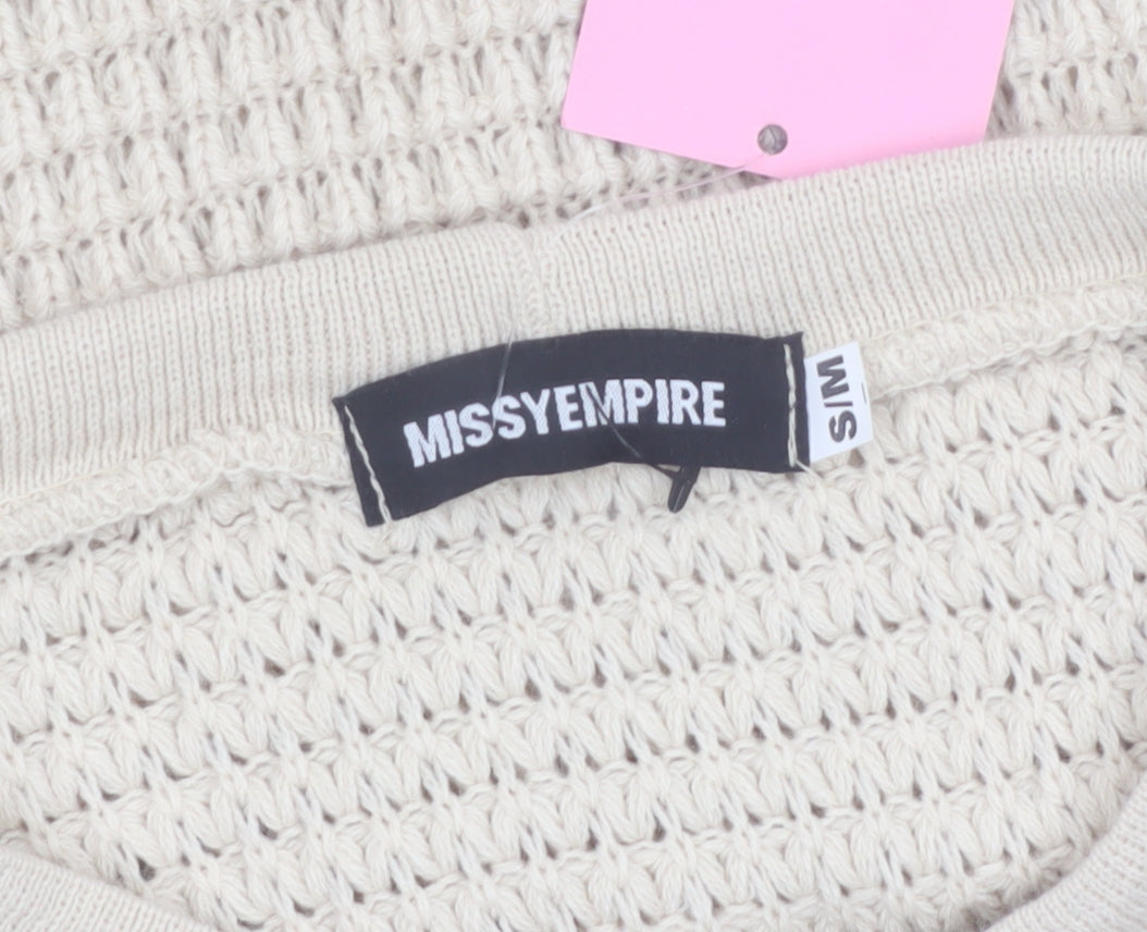 MissyEmpire Women Beige Knit Short Pencil Skirt Size S