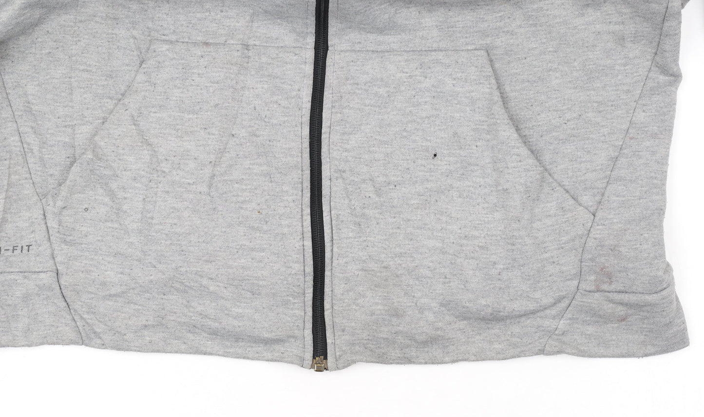 Nike Men's Grey Dri-Fit Full Zip Hoodie Size L Sportswear