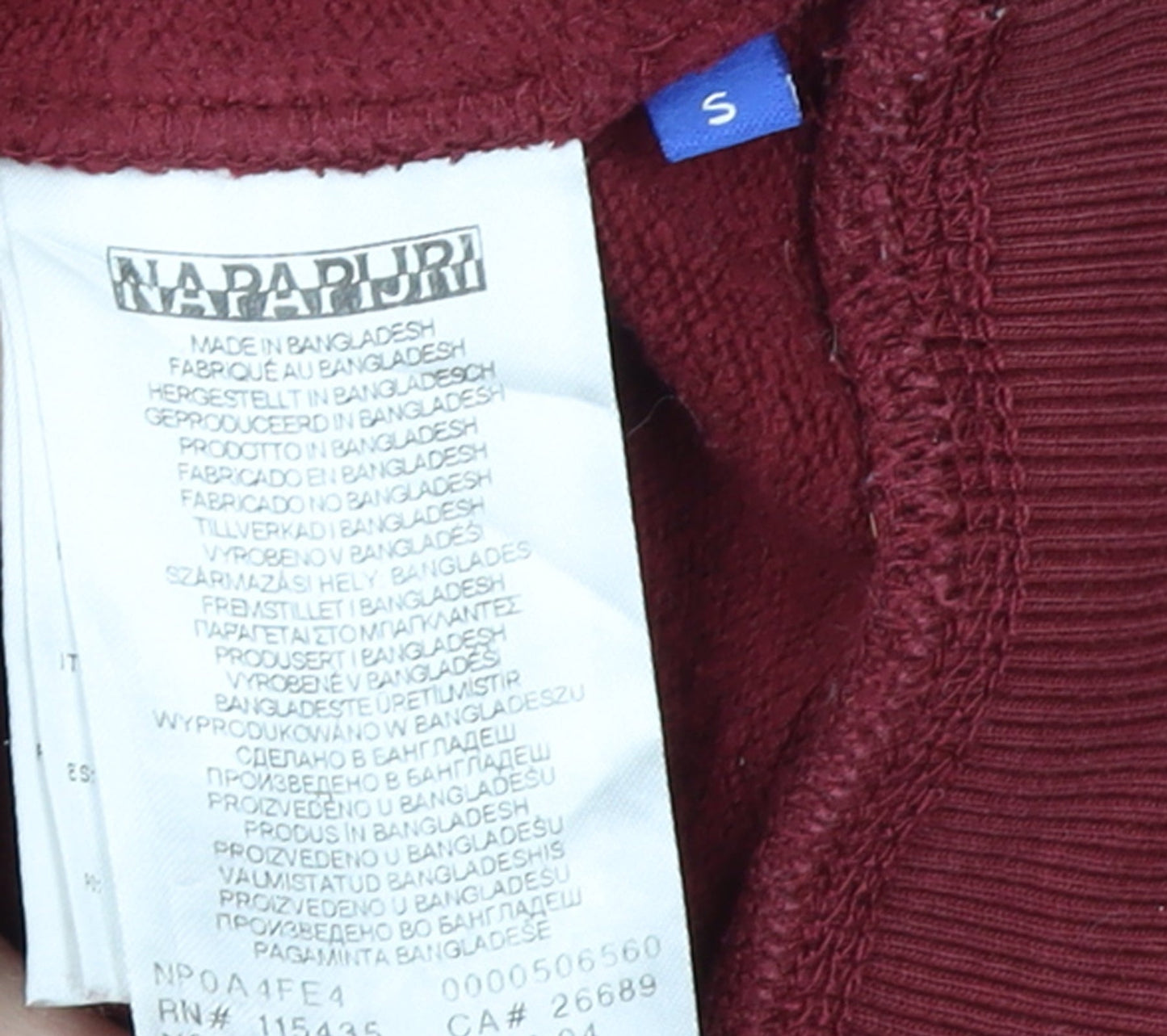 Napapijri Men's Red Pullover Hoodie Size S Cotton Logo Fleece