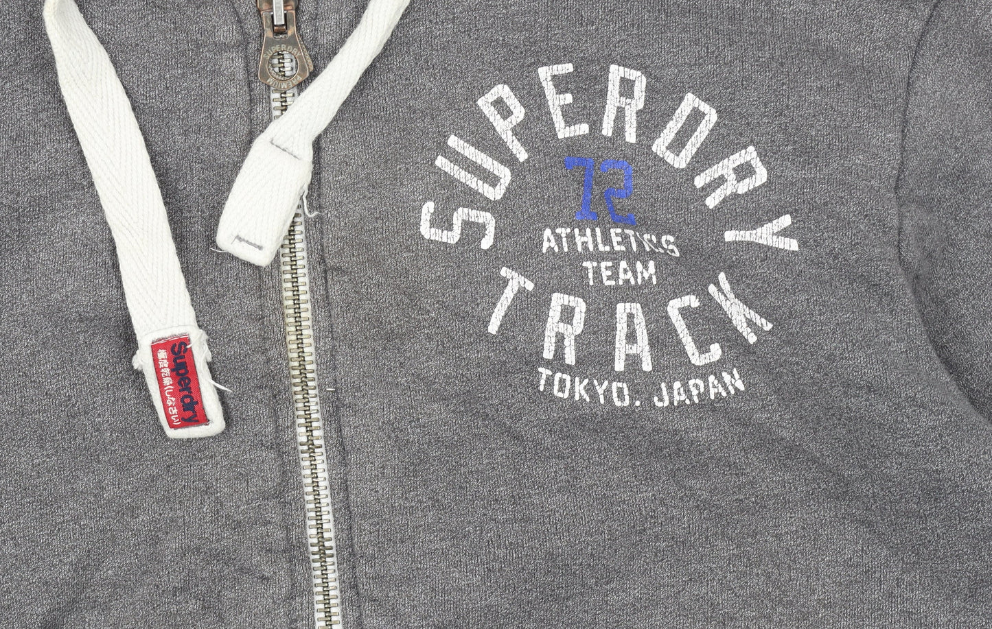 Superdry Women Grey Full Zip Hoodie Size L Track Graphic