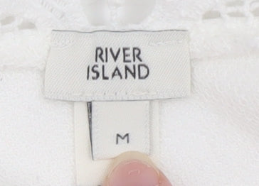 River Island Womens White Lace Trim Pullover Sweatshirt Size M