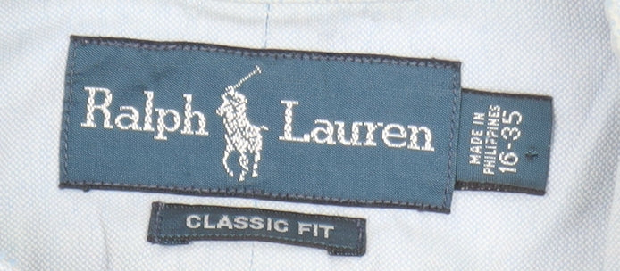 Ralph Lauren Men's Blue Classic Fit Cotton Button-Up Shirt Size 16