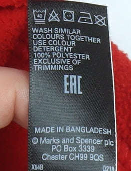Marks & Spencer Women Red Fleece Full Zip Jacket Size 12