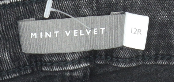 Mint Velvet Womens Black Leopard Skinny Jeans Size 12R