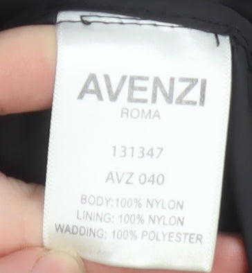 Avenzi Roma Men's Black L Puffer Jacket Hooded Nylon Winter Coat
