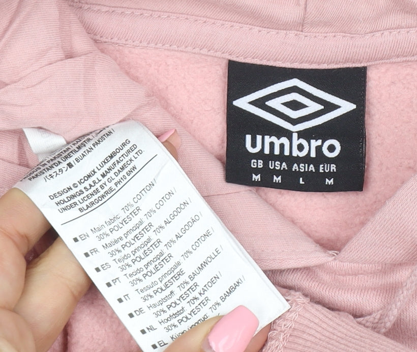 Umbro Women's Pink Pullover Hoodie Size M Cotton Blend Logo Sportswear