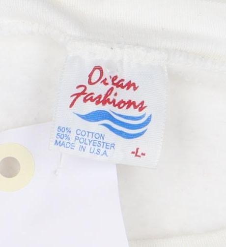 Ocean Fashion Women White Pullover Sweatshirt L Embroidered Myrtle Beach USA