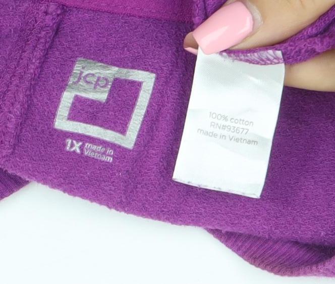 JCPenney Women Purple XL V-Neck Relaxed Cotton T-Shirt