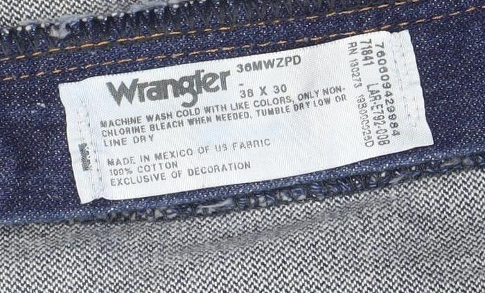 Wrangler Men Blue Straight Jeans 36x30 Cotton Denim Classic Style