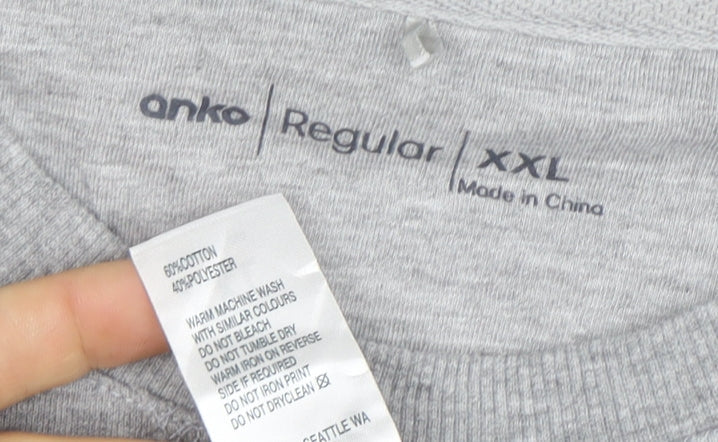 Anko Mens Grey 2XL Regular Fit Crew Neck Pullover Sweatshirt