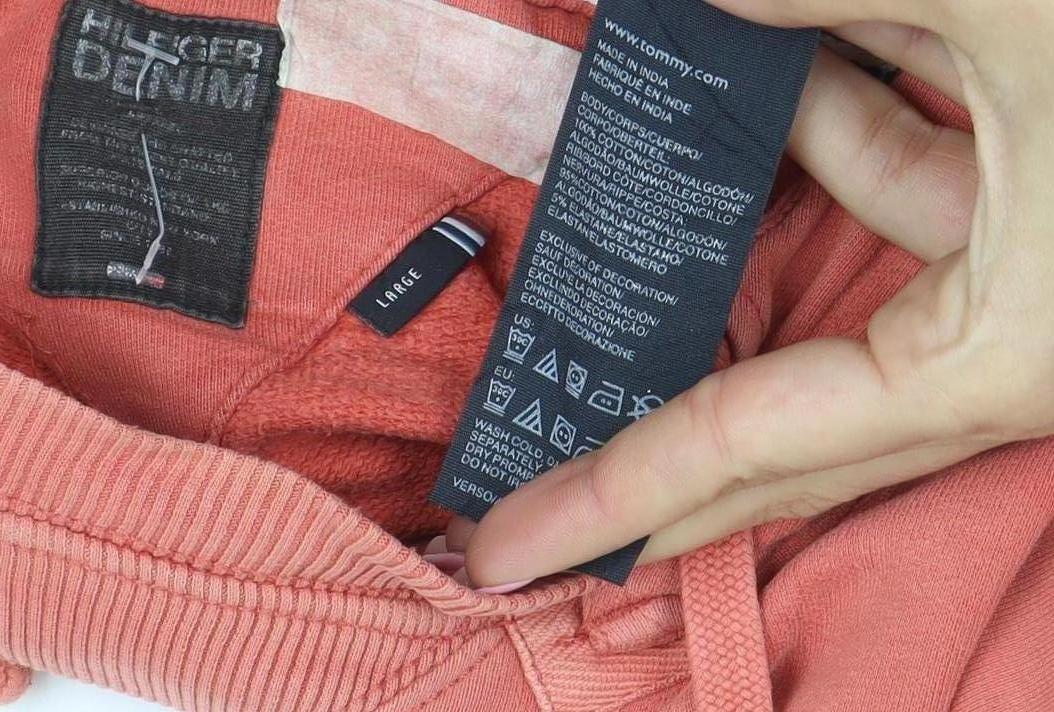 Tommy Hilfiger Men's Orange Graphic Pullover Hoodie Size L