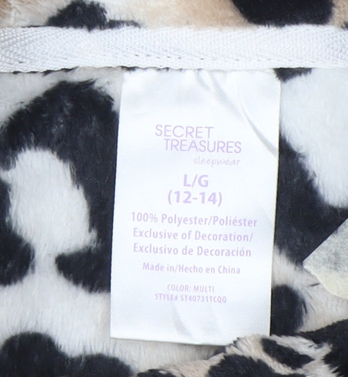 Secret Treasures Women Beige Leopard Print Pullover Hoodie Size L 12-14