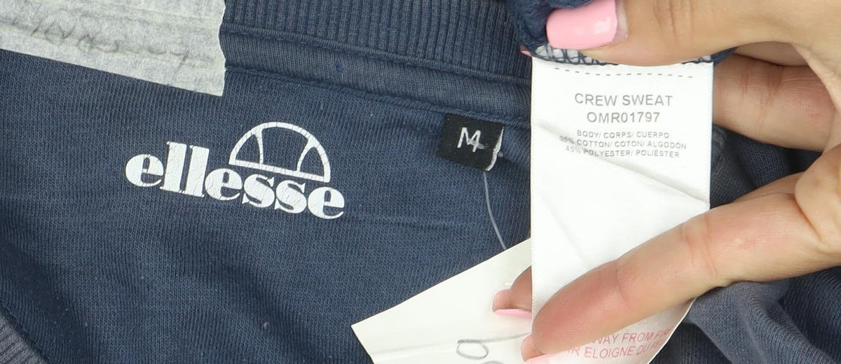 Ellesse Men's Blue Crew Neck Sweatshirt M Regular Fit Logo Pullover
