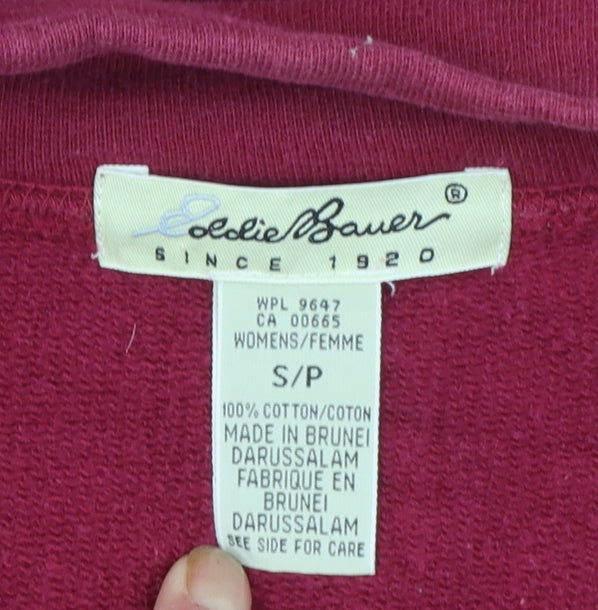 Eddie Bauer Womens Burgundy 1/4 Zip Cotton Sweatshirt Size S