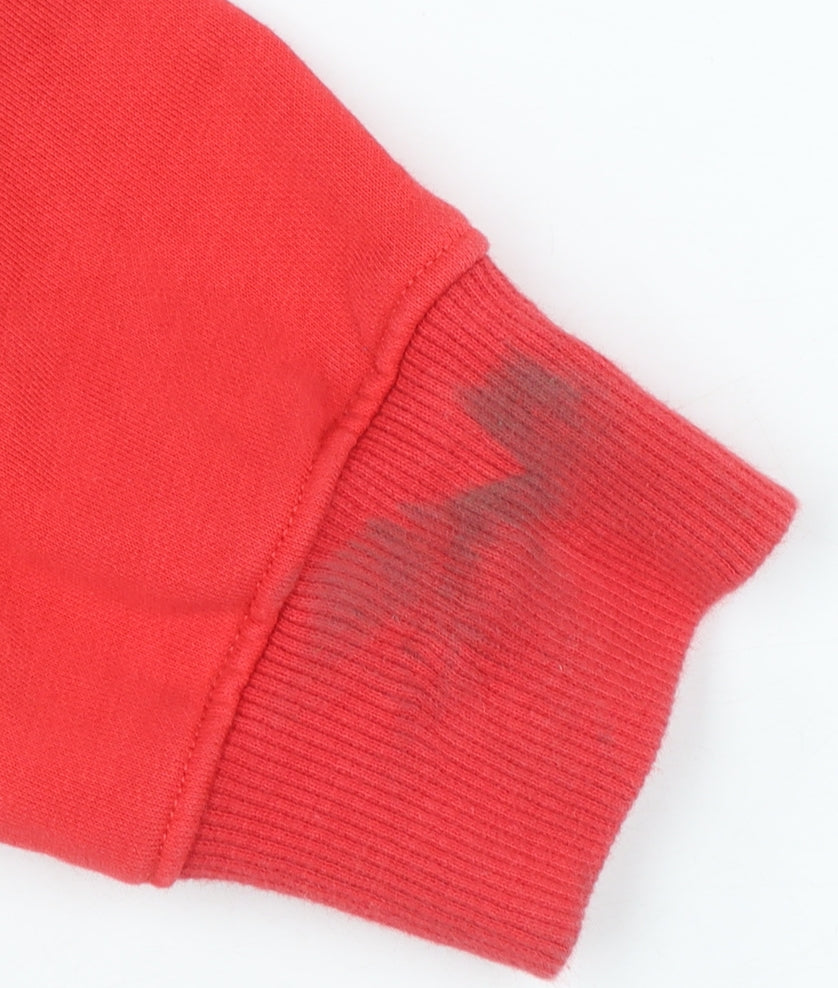Jaggad Men's Red Crew Neck Pullover Sweatshirt L Logo Zip Pocket