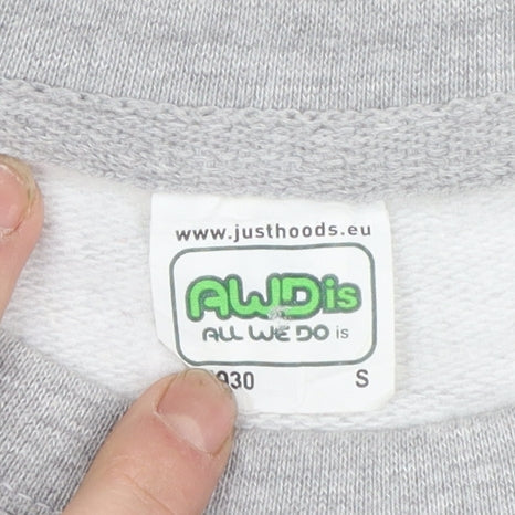 AWDis Men's Grey Graphic Pullover Sweatshirt Size S