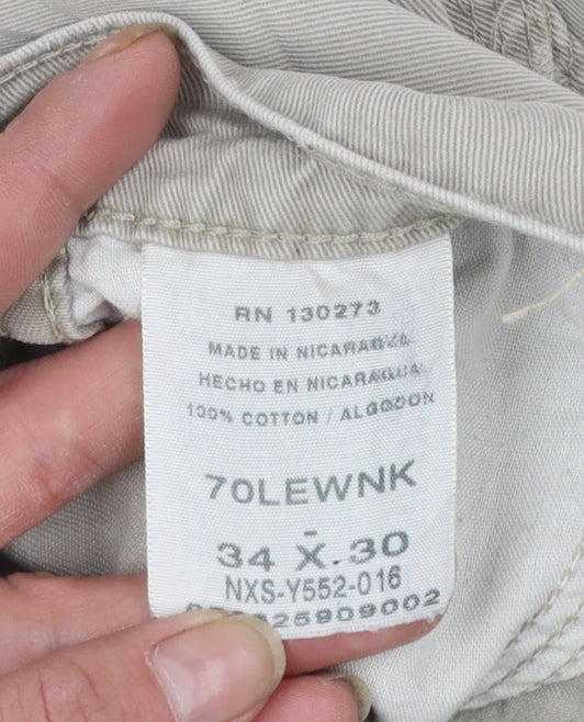 Wrangler Men's Beige Cargo Trousers 34W 30L 100% Cotton Regular Fit