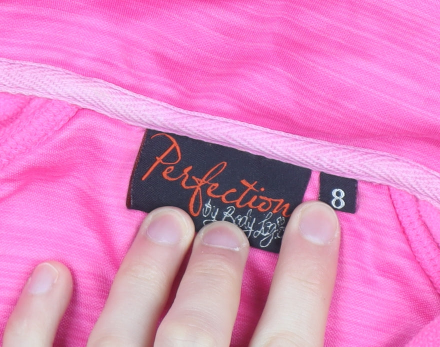 Perfection by Body Rage Women's Pink Full Zip Hooded Sweatshirt Size 8