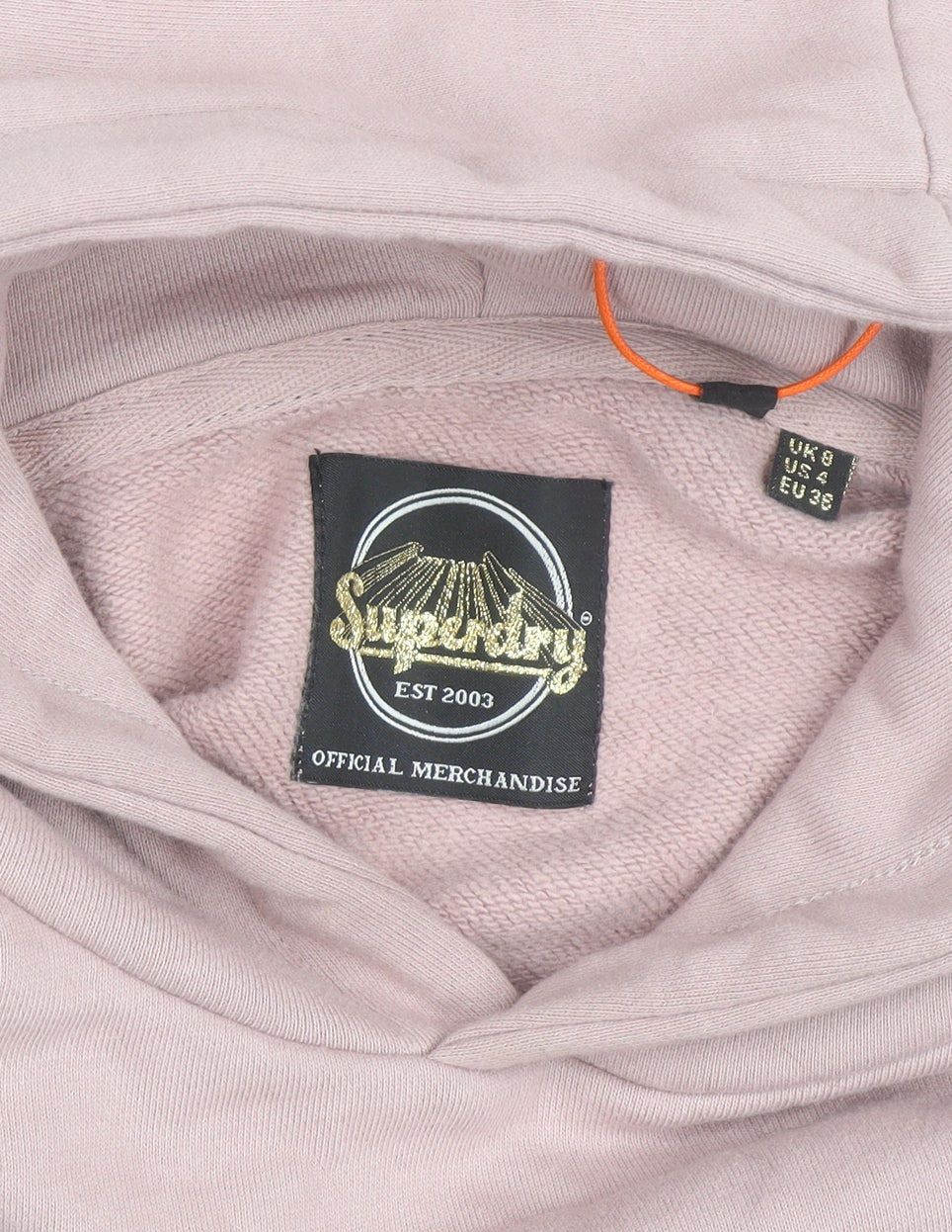 Superdry Womens Pink Hooded Pullover Sweatshirt UK 8 Rhinestone Logo
