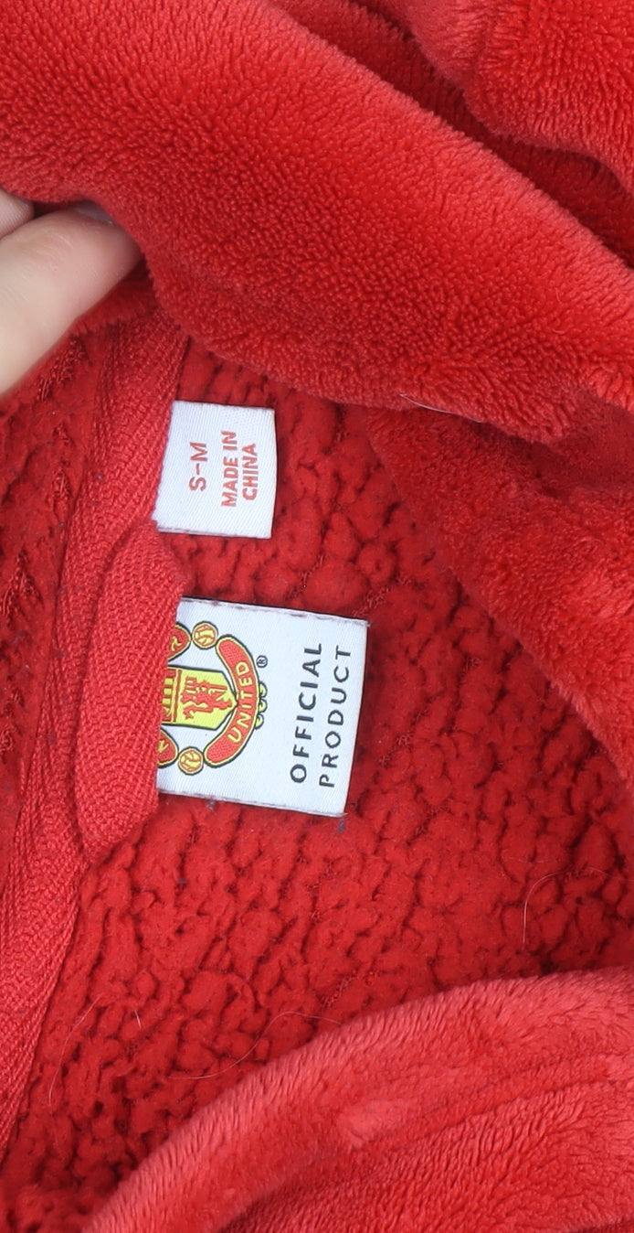 Manchester United Men's Red Fleece Hooded Robe S-M
