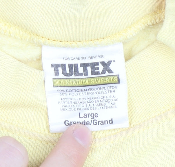 Tultex Men's Yellow Pullover Sweatshirt Large Graphic Print Vintage