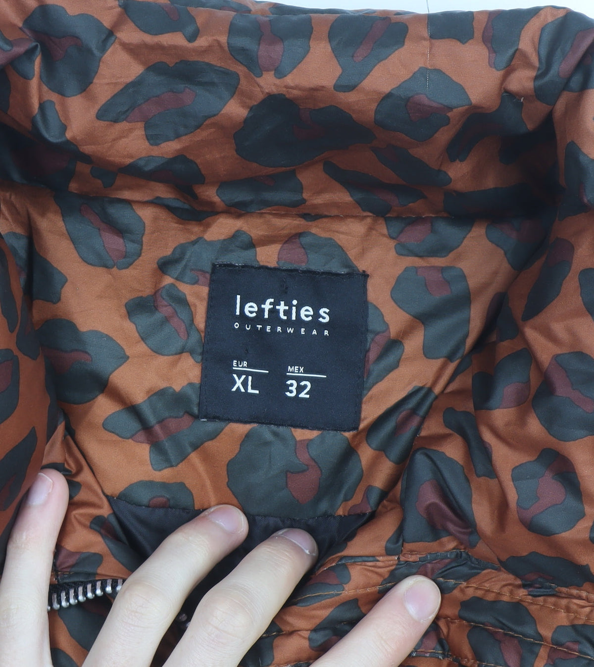 Lefties Women's Brown Leopard Print Puffer Jacket Size 14