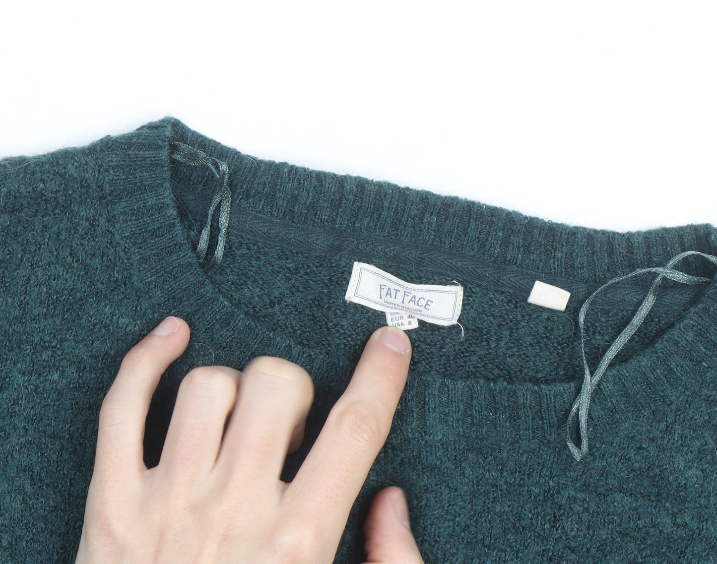 Fat Face Women's Green Brown Colour Block Wool Blend Jumper Size 12