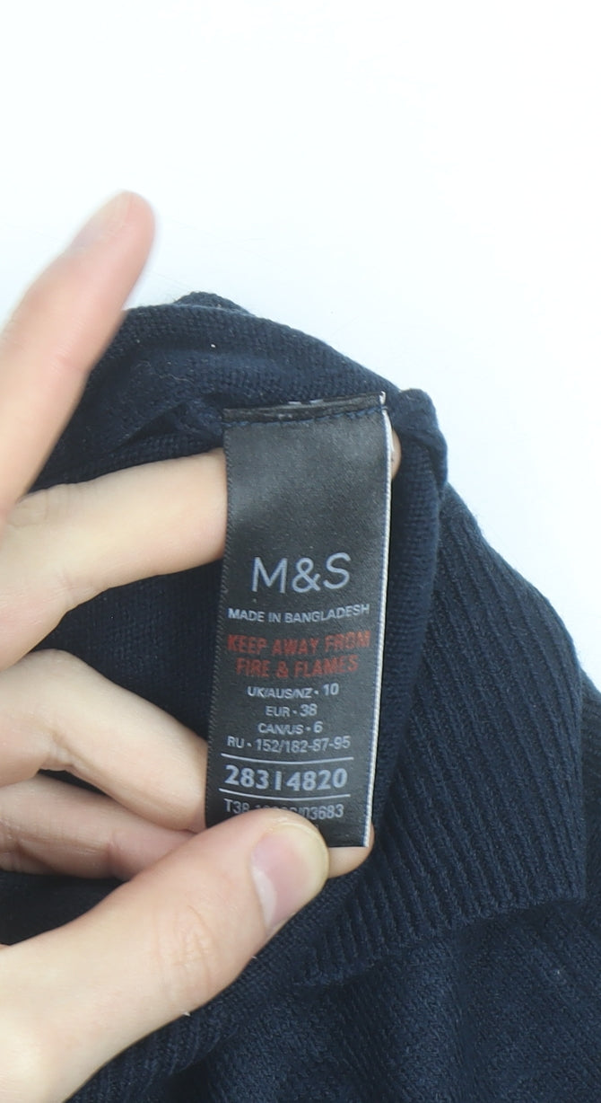 Marks & Spencer Women Blue Heart Knit Pullover Jumper Size 10