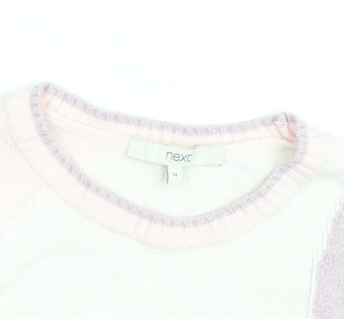 Next Women's Multicoloured Cotton Knit Crew Neck Jumper Size 14
