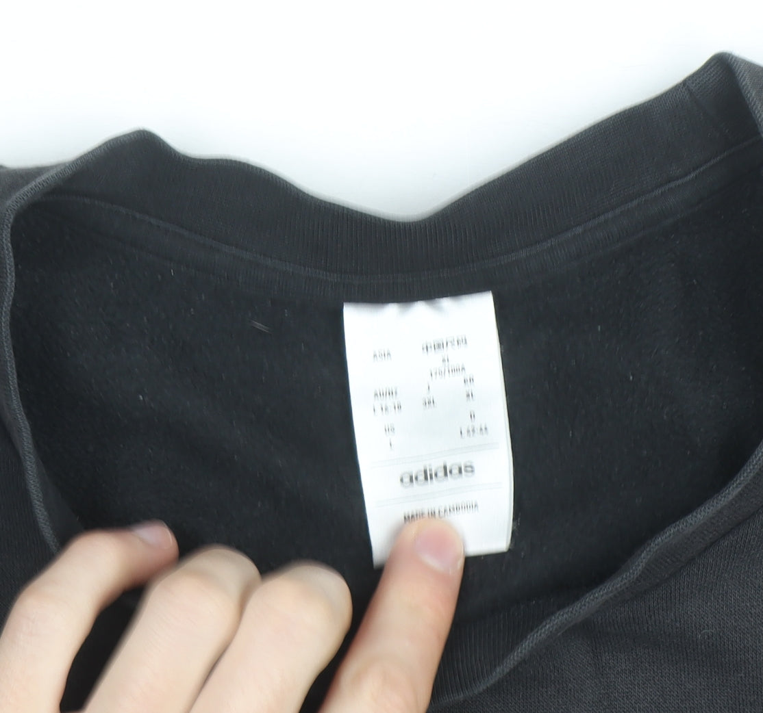 Adidas Womens Black Crop Pullover Sweatshirt Size M Relaxed Fit