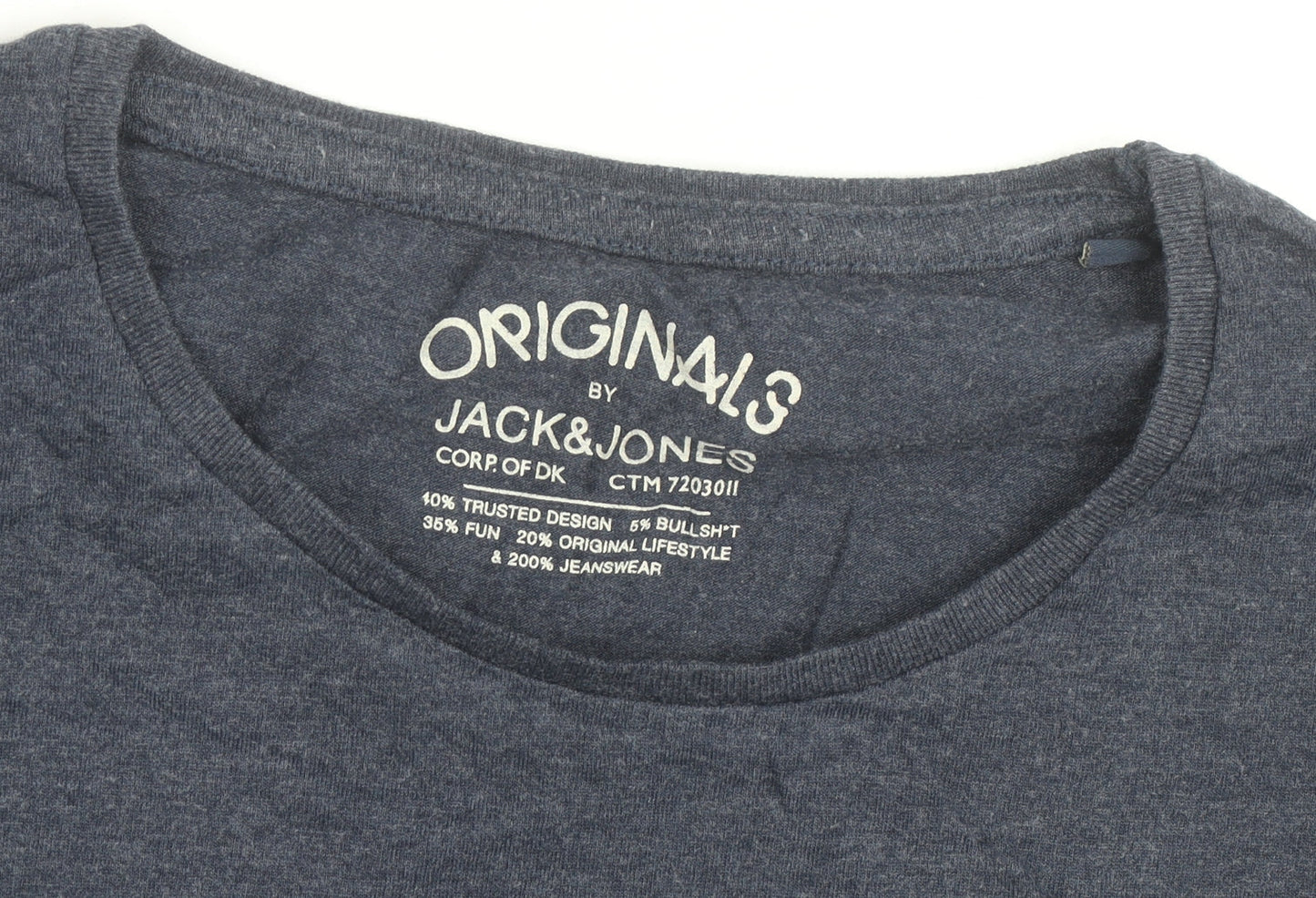 Jack & Jones Men’s Blue Graphic Print Crew Neck T-Shirt Size M